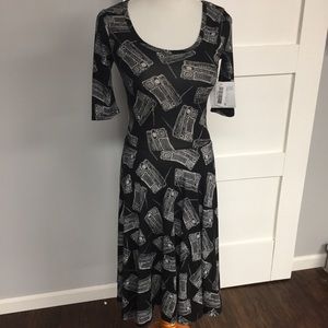 NWT XXS LuLaRoe Nicole Boombox Black & White Dress
